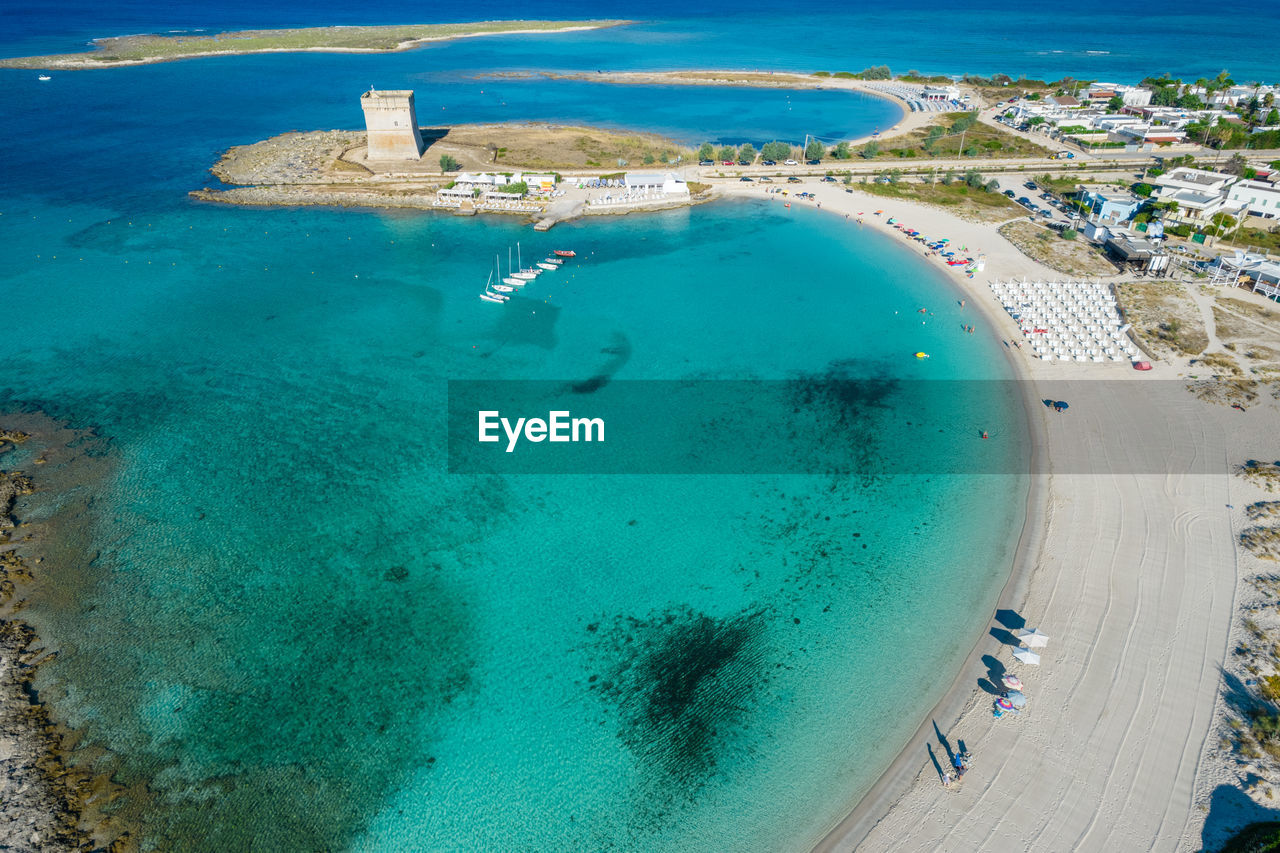 high angle view of beach against sky