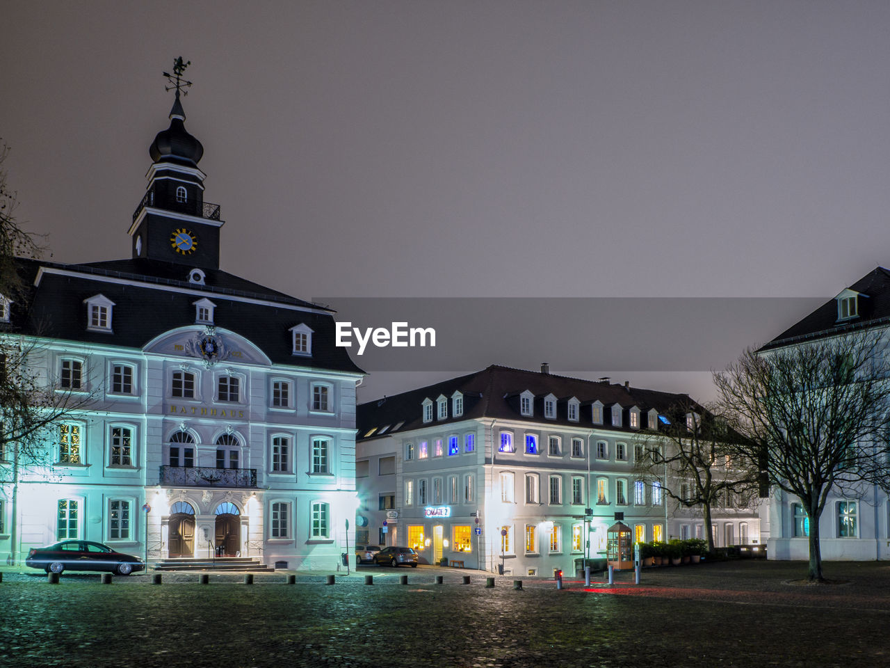 Building against sky at night  in city