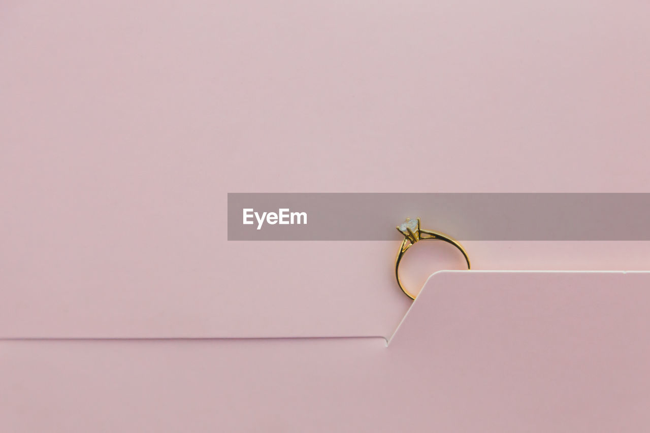 Close up of engagement ring on greeting card