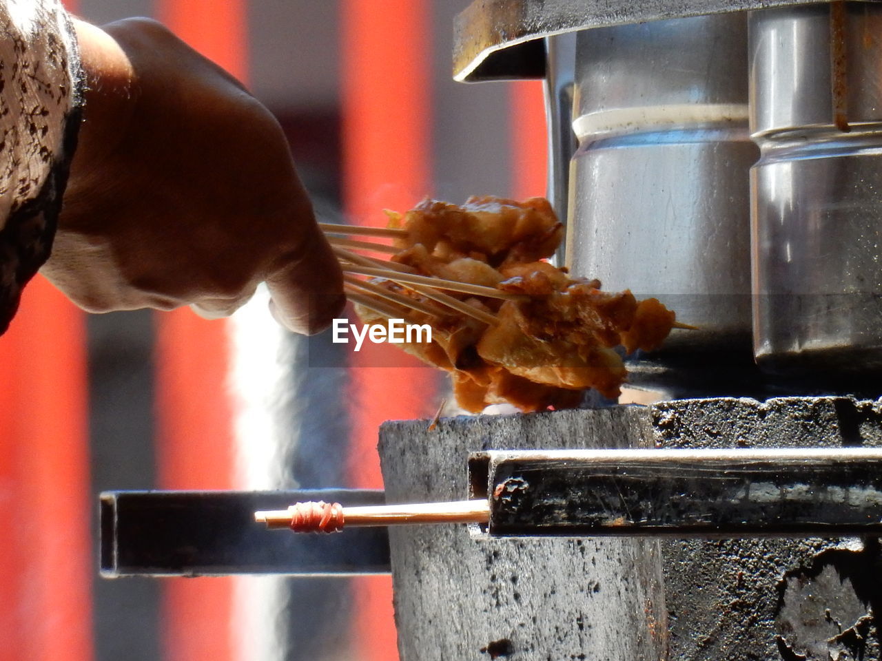 Close-up of preparing street food