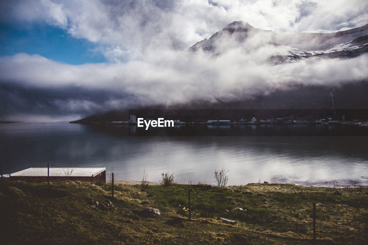 Scenic view of lake against sky