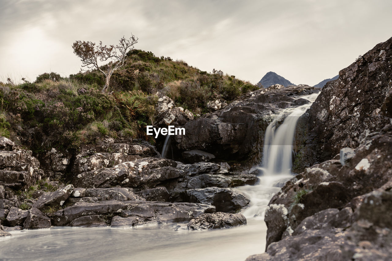 SCENIC VIEW OF WATERFALL AGAINST TREES