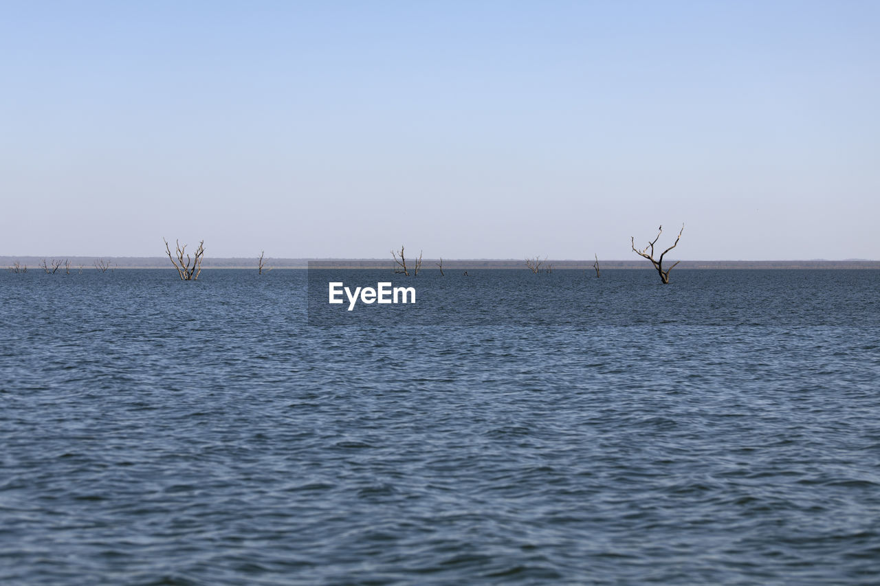 Scenic view of sea against clear sky