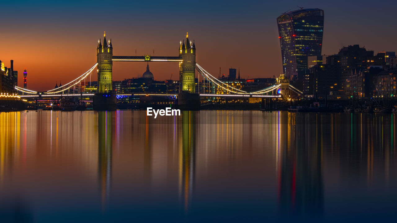 View of suspension bridge at night