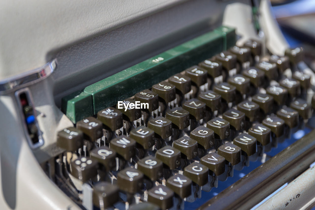 High angle view of typewriter