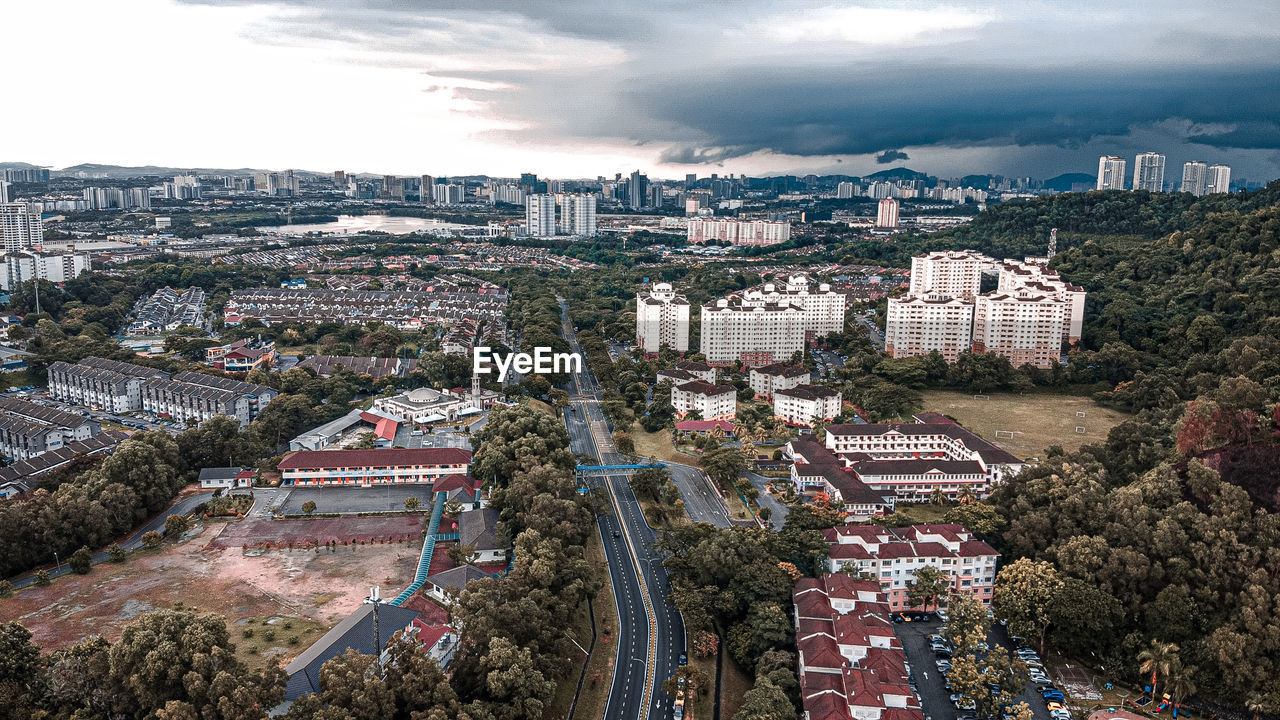 HIGH ANGLE VIEW OF CITY BUILDINGS