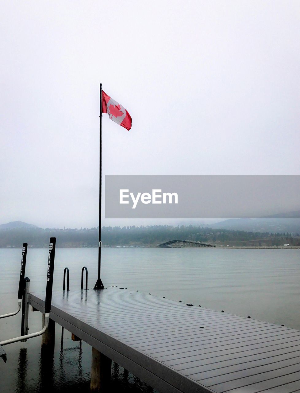 FLAGS ON SEA AGAINST SKY