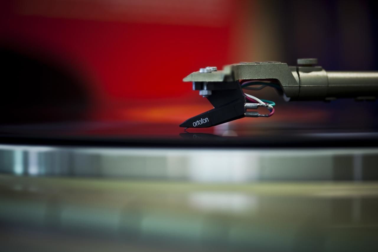 Close-up of turntable