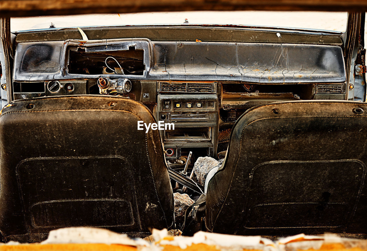 Interior of damaged car