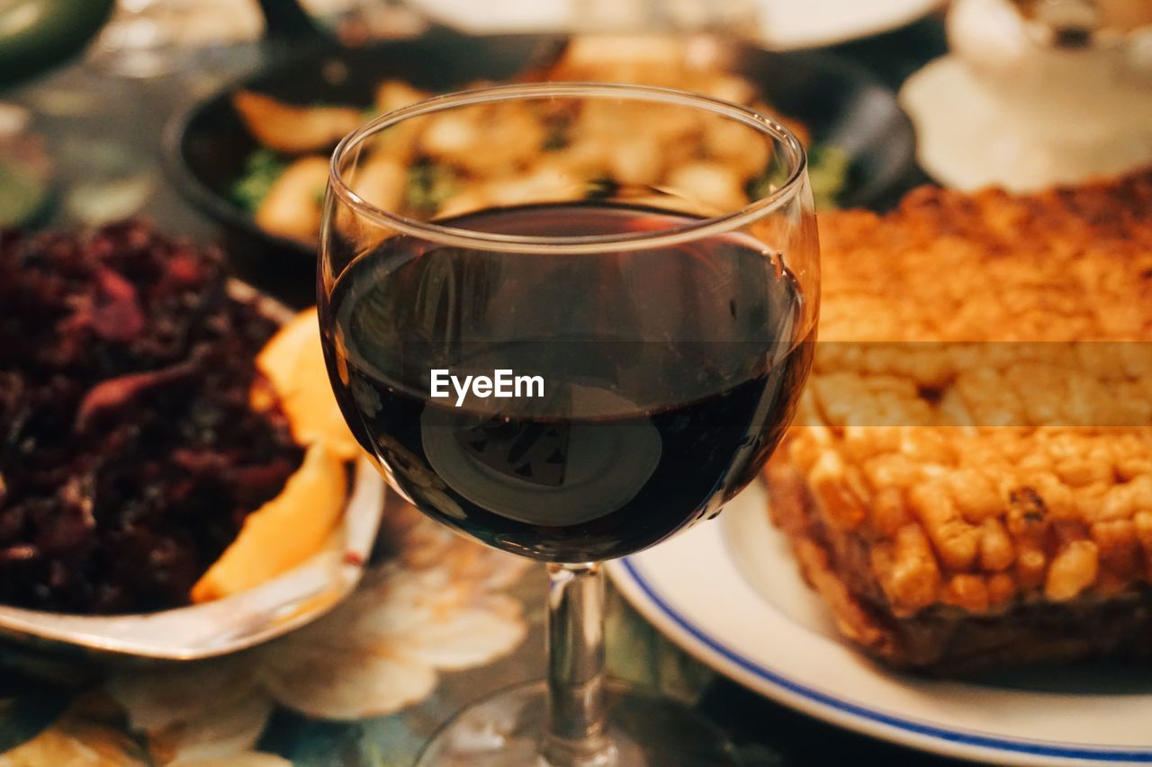 Close-up of drink in glass on table