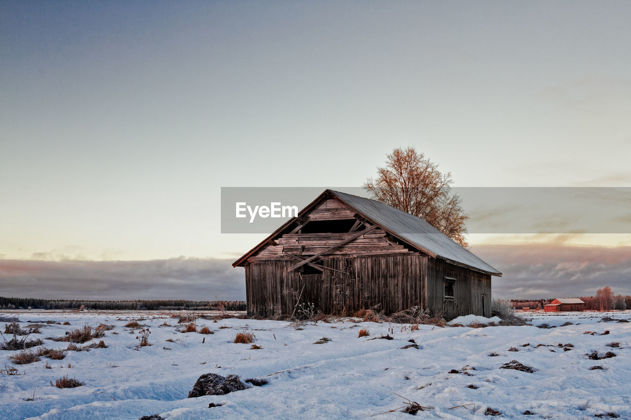 House against sky during winter