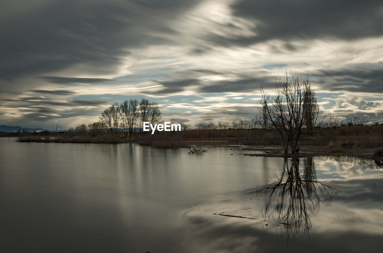 Scenic view of lake against sky