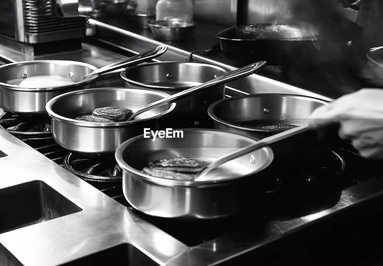 high angle view of food on stove