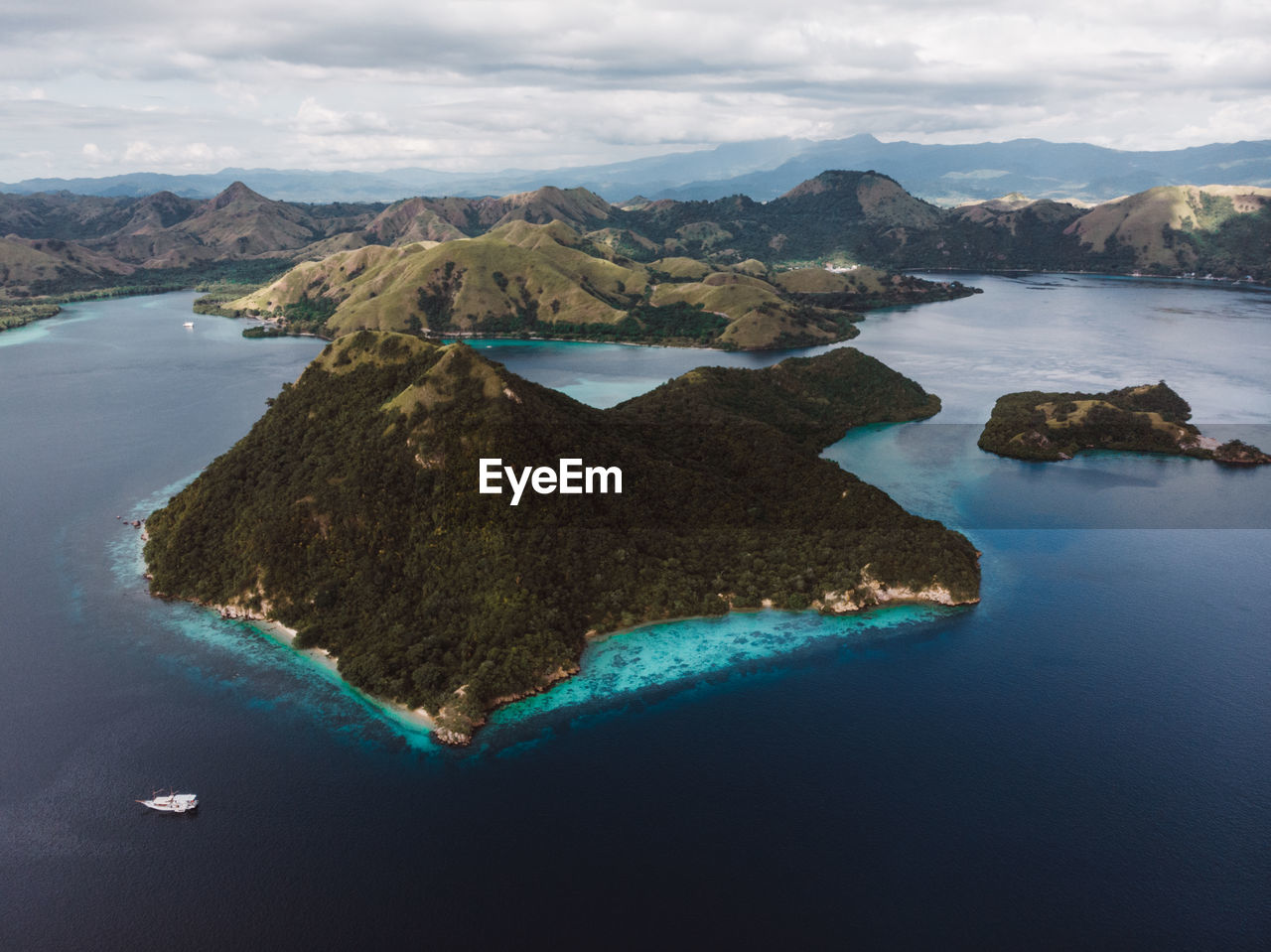 Aerial view of sea against sky