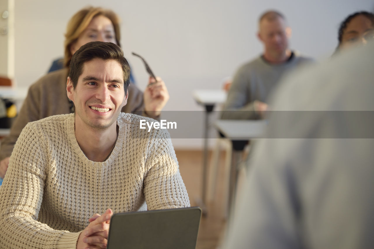 Smiling man at workshop