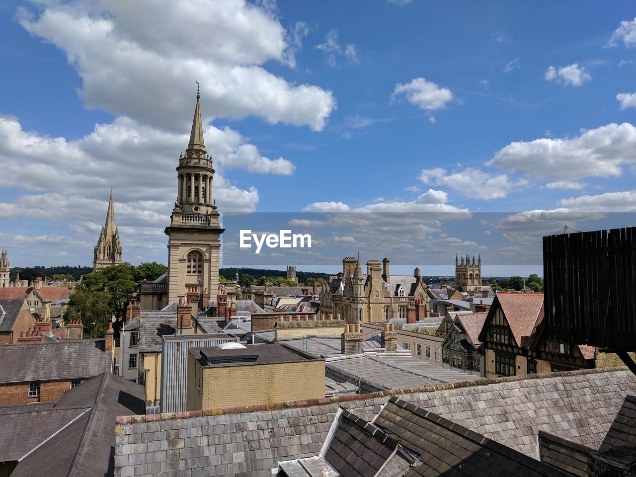 Castle against sky in city