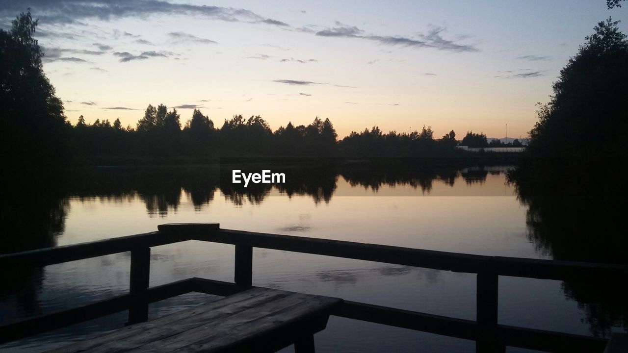 SCENIC VIEW OF LAKE AT SUNSET