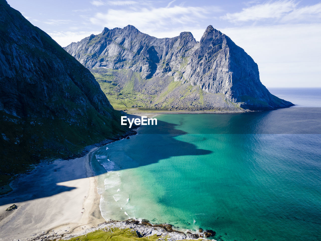 Kvalvika beach view at lofoten, norway