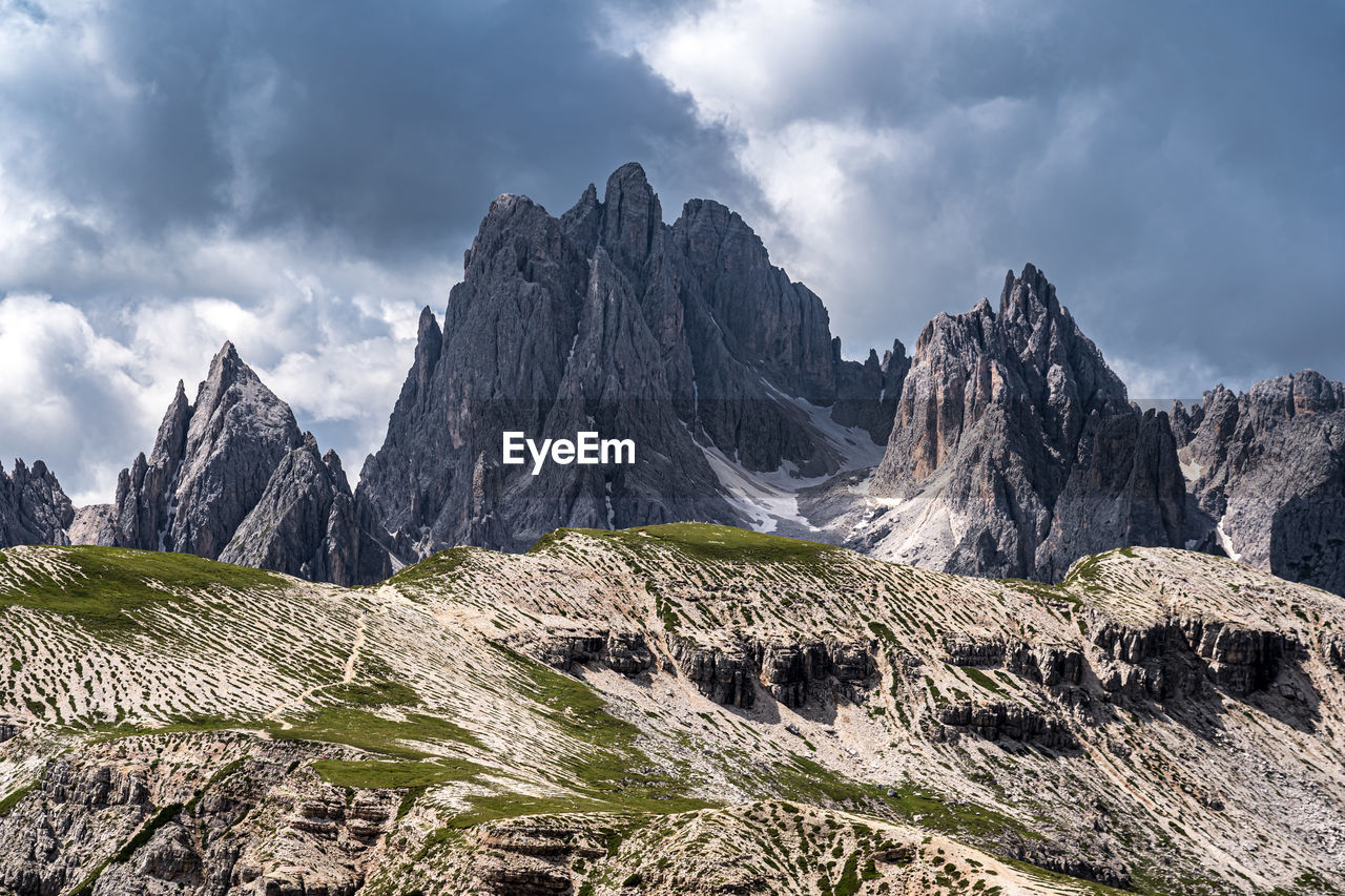 PANORAMIC VIEW OF ROCKS AND MOUNTAIN AGAINST SKY