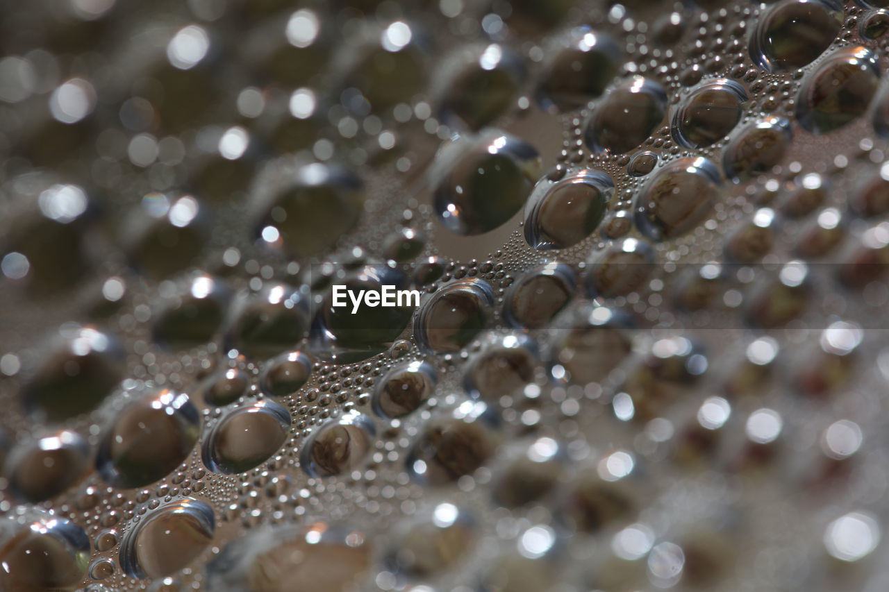 full frame shot of water drops on glass