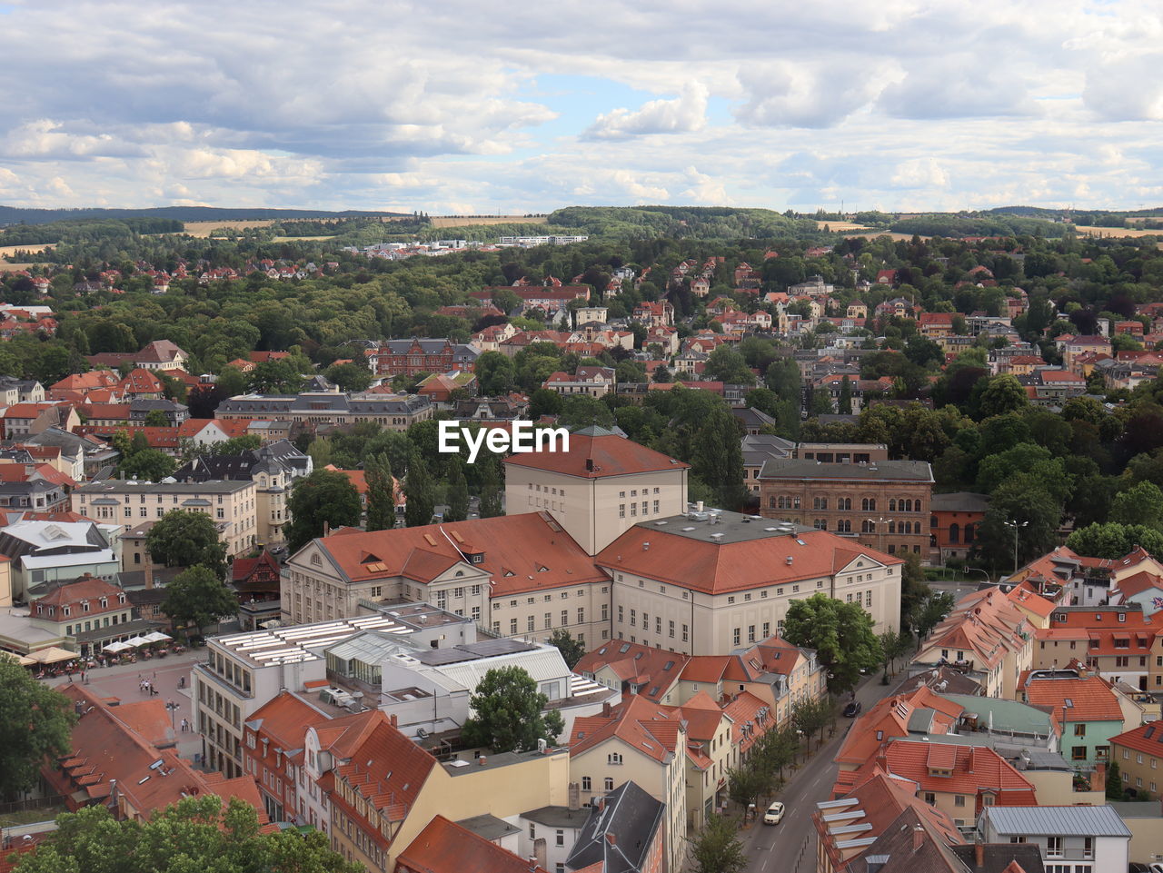 High angle view of townscape against sky weimar