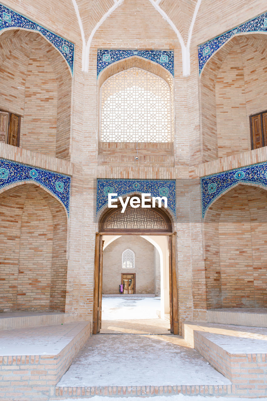 Tashkent, uzbekistan. december 2020. the main entrance of barak khan madrasah