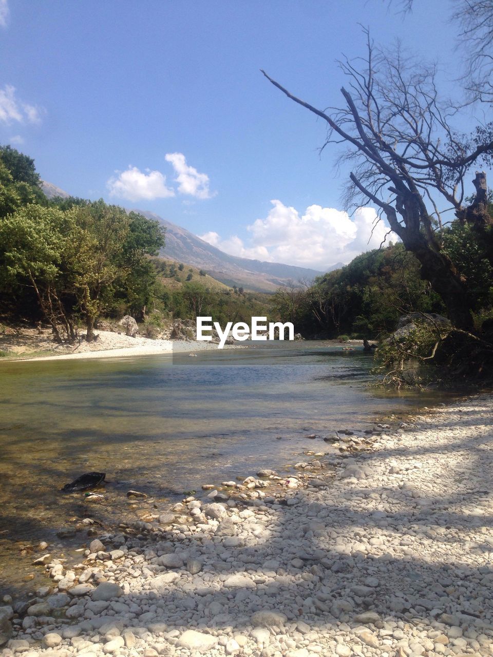 Scenic view of river and mountains