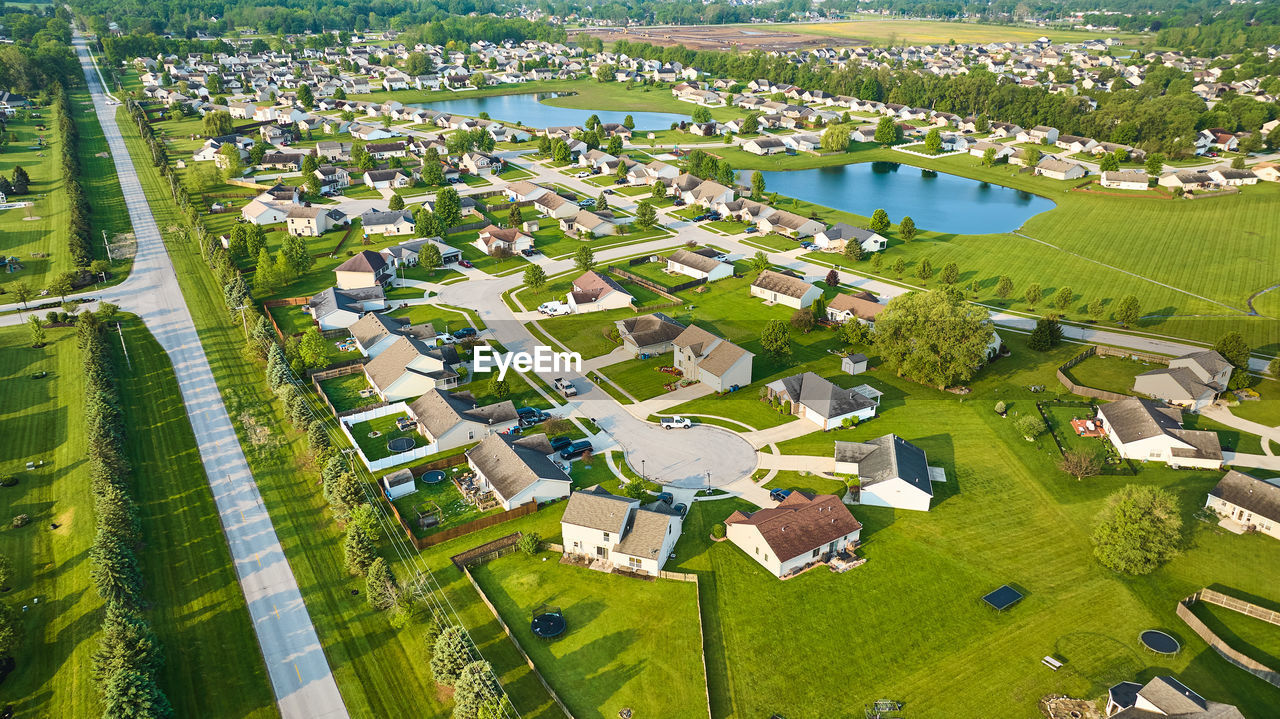 high angle view of townscape