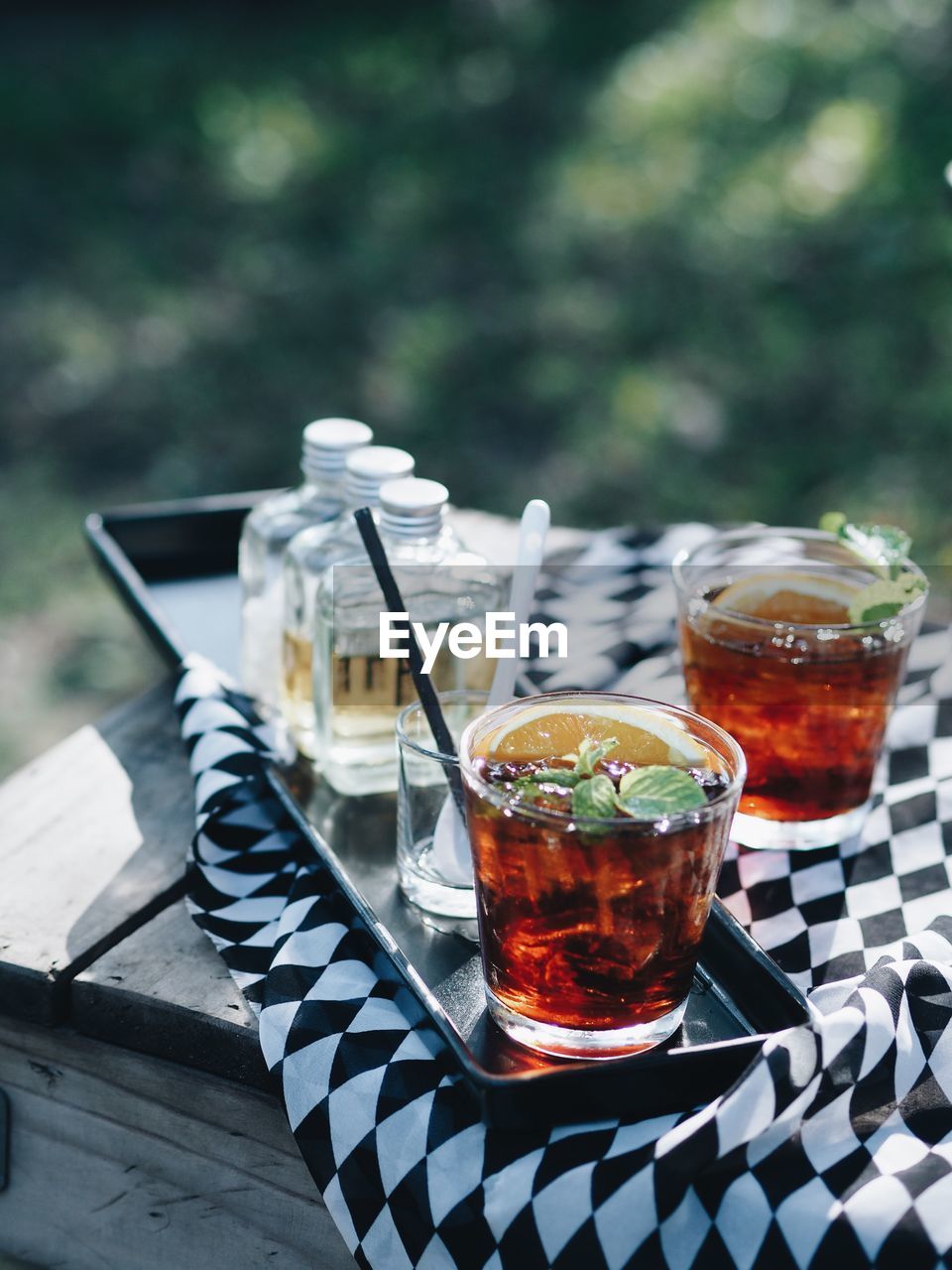 Close-up of drinks on table