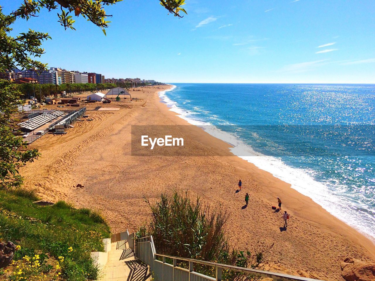 Scenic view of sea against blue sky