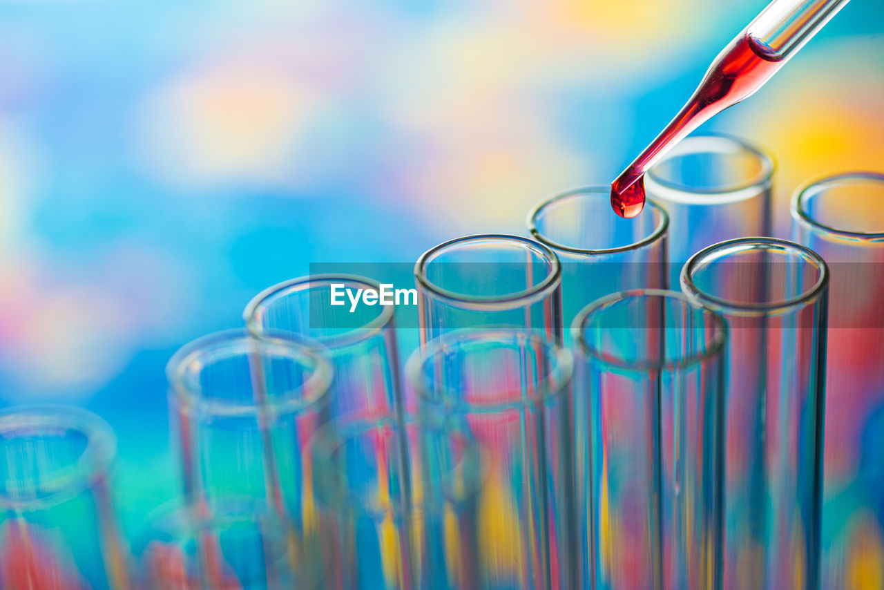 Close-up of test tubes at laboratory