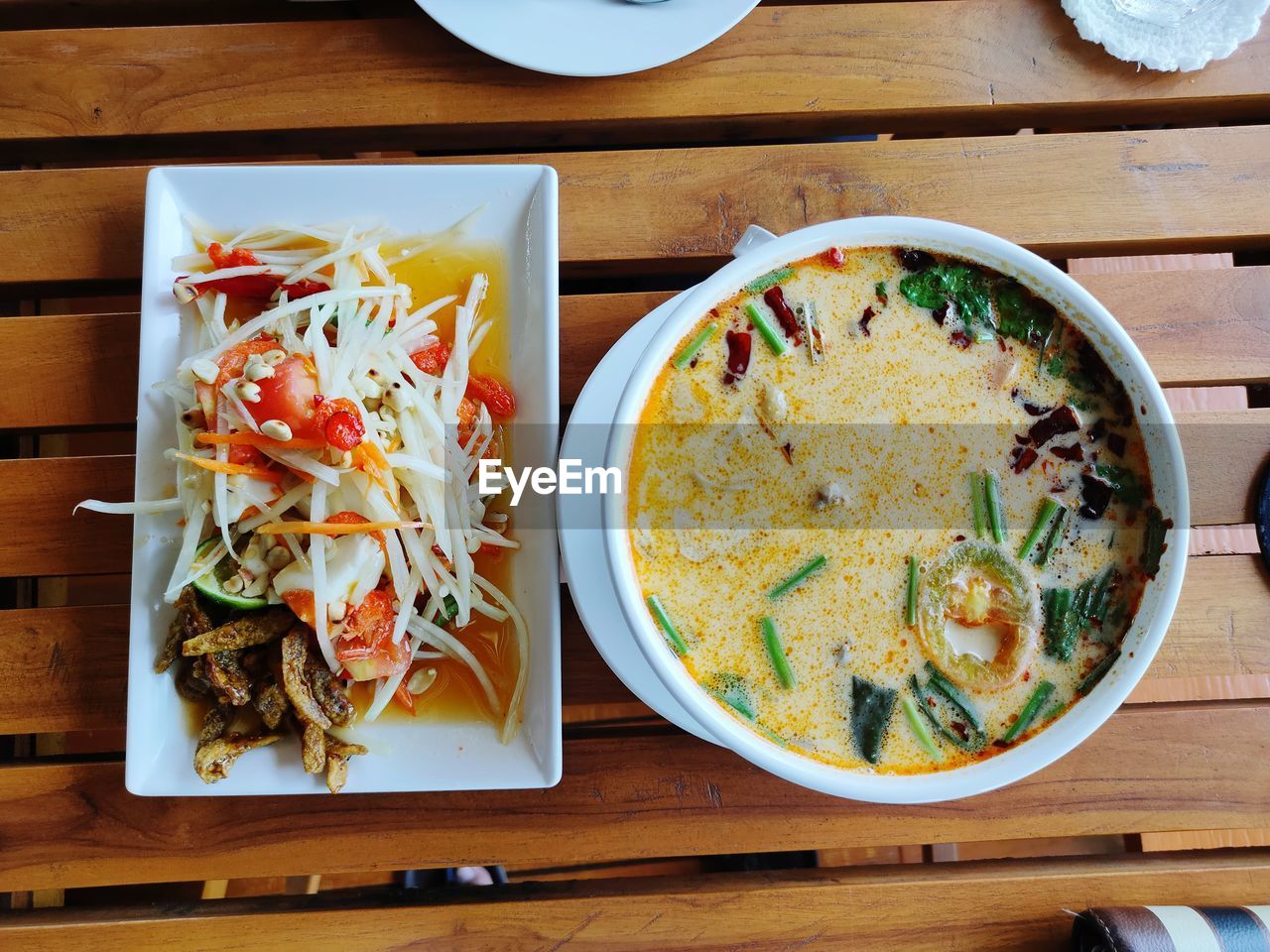 Thai tomyum and thai papaya salad