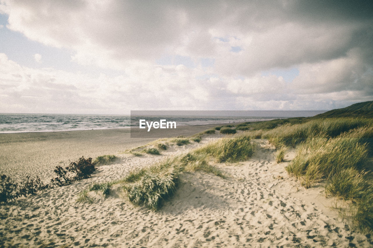 Scenic view of beach against sky