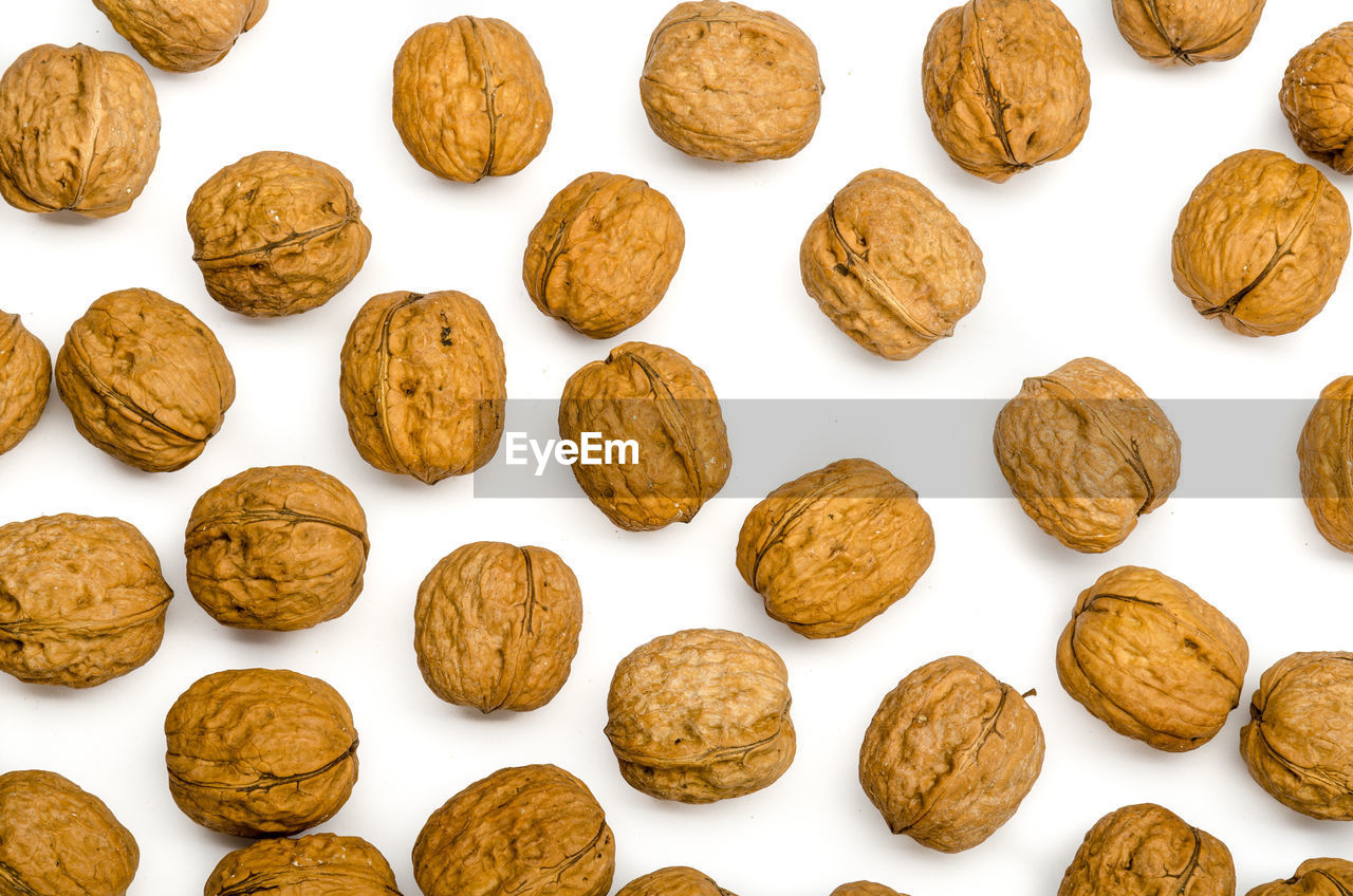 Some walnuts on a white background, isolated