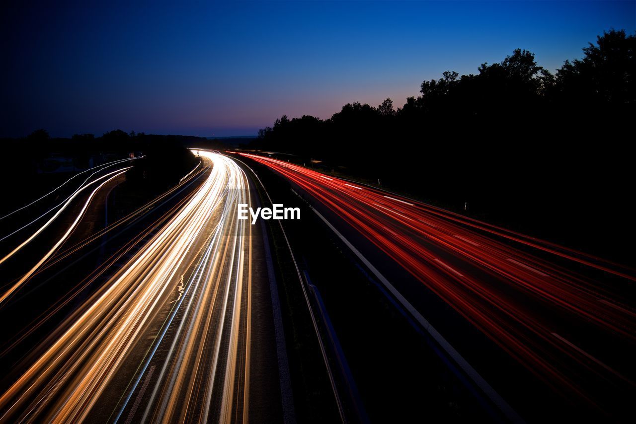 Light trails on highway at night