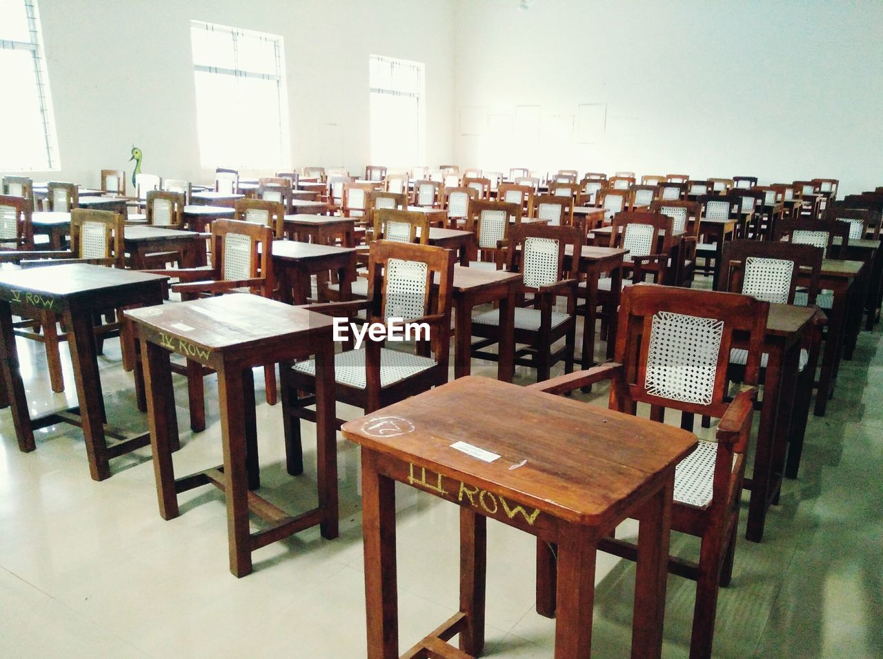 Empty chairs in classroom