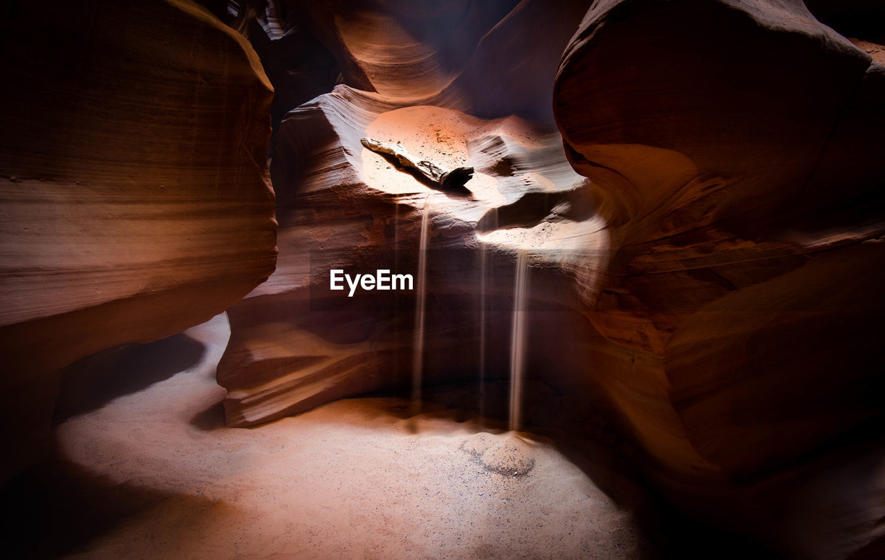 A stream of water running through a canyon
