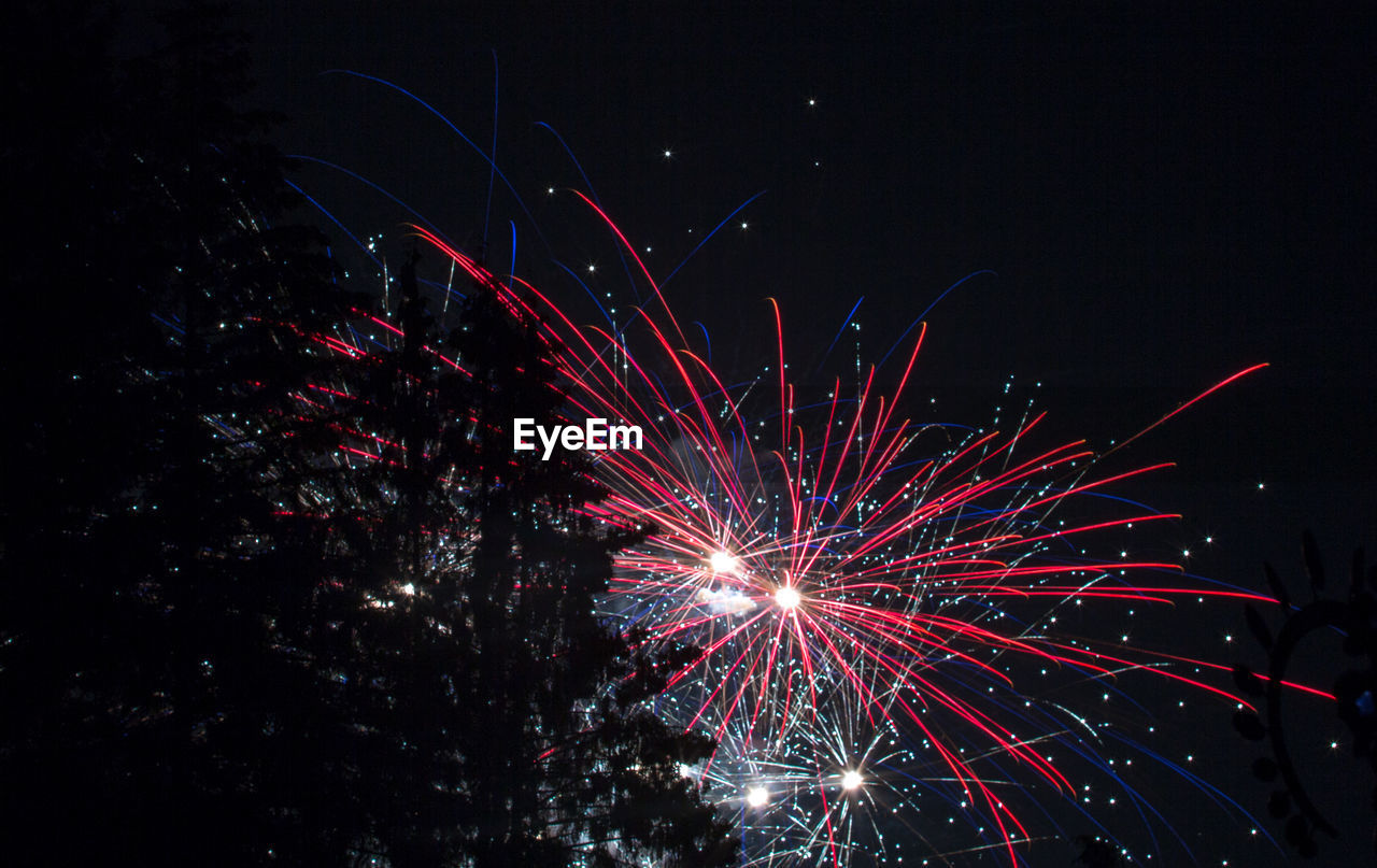 LOW ANGLE VIEW OF FIREWORK DISPLAY