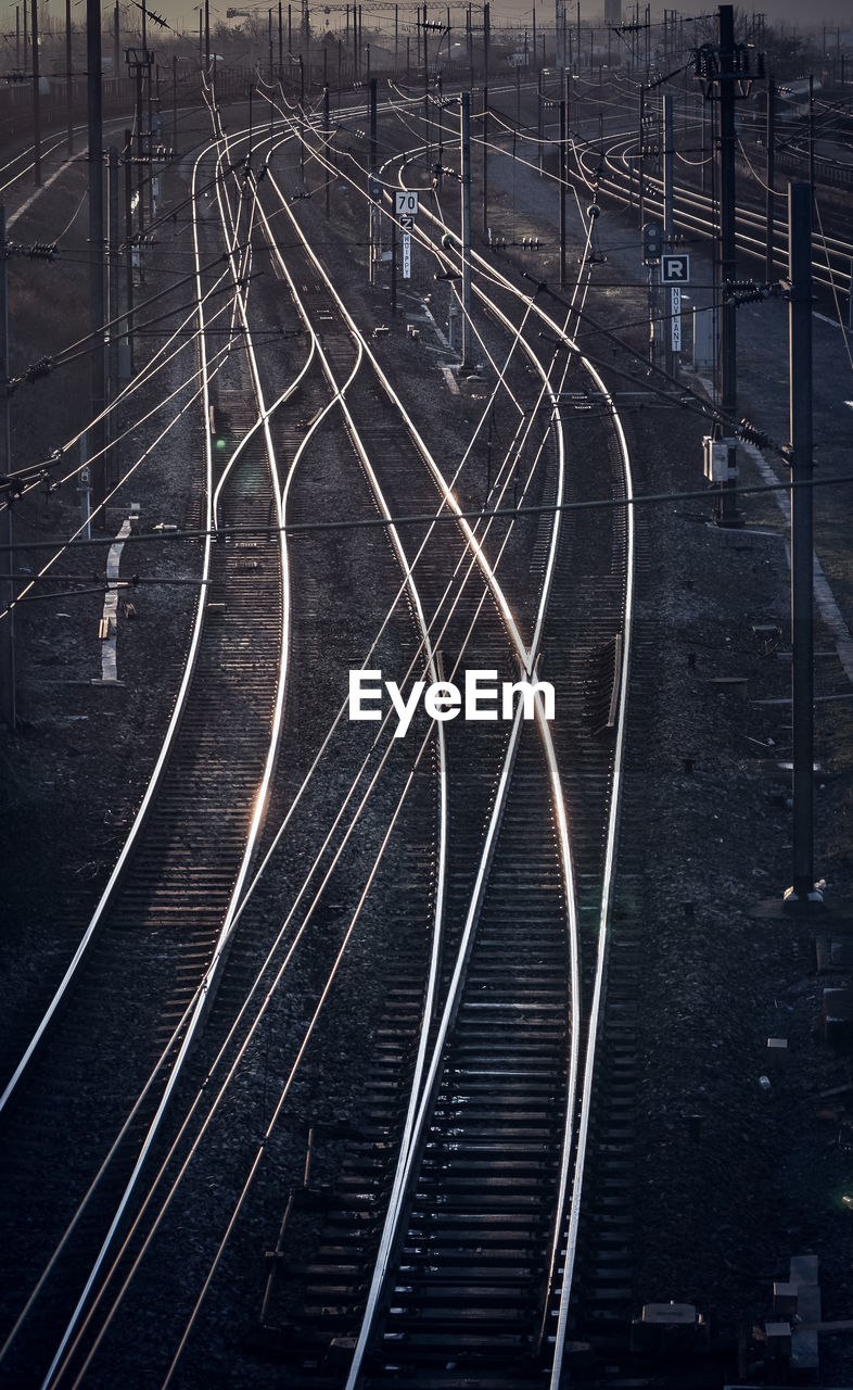 High angle view of railroad tracks against sky