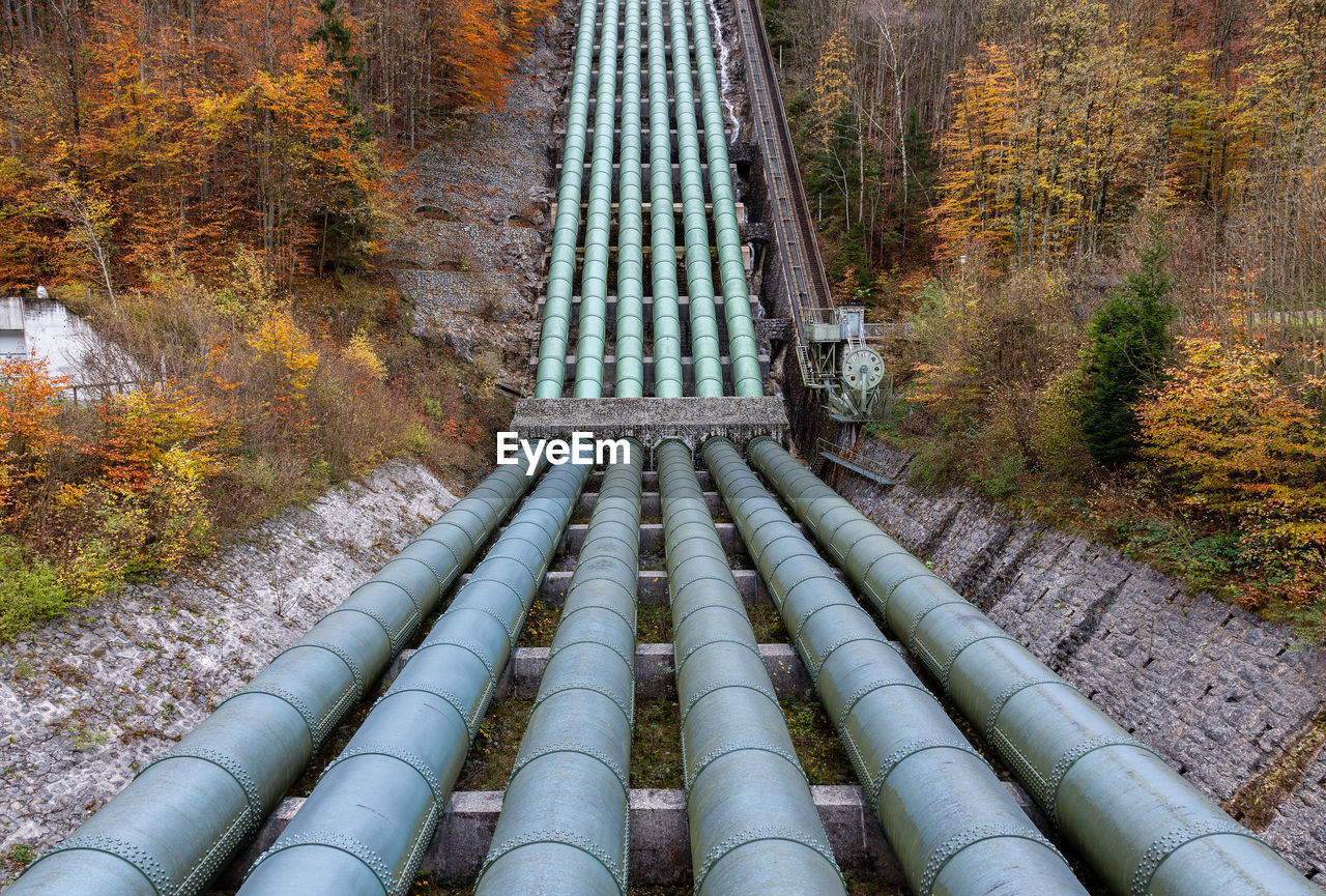 The six pressure pipes of the walchensee hydroelectric power station