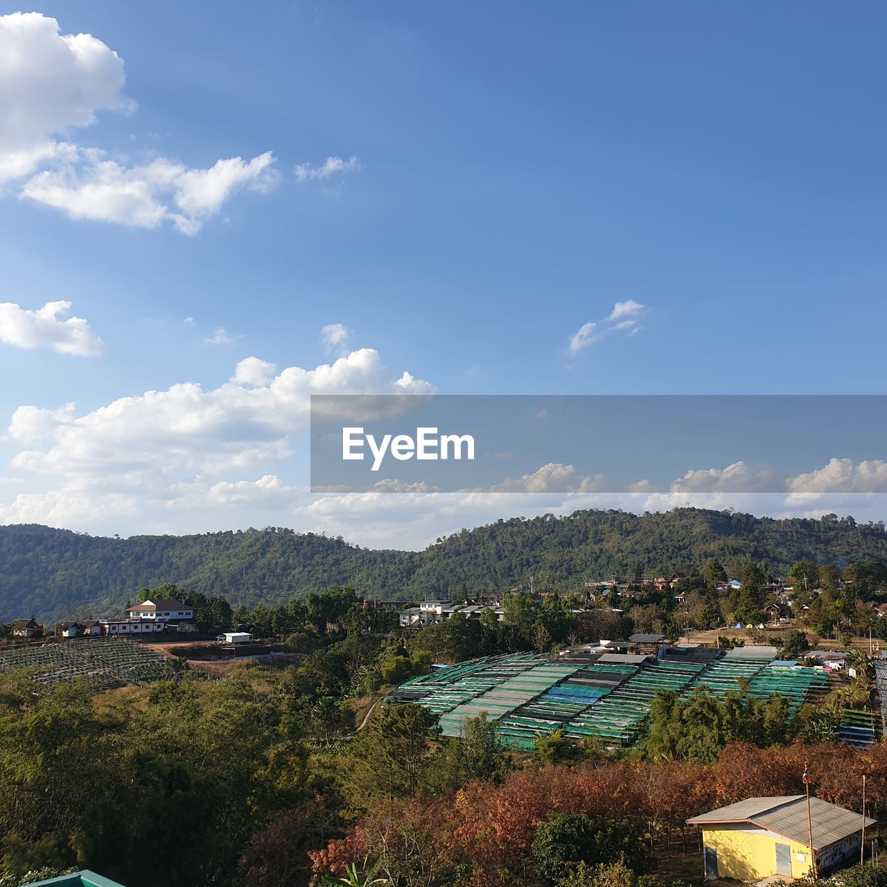 High angle view of townscape against sky