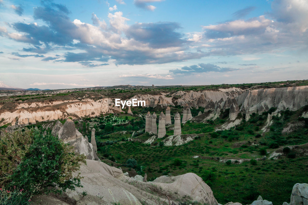 Scenic view of landscape against cloudy sky