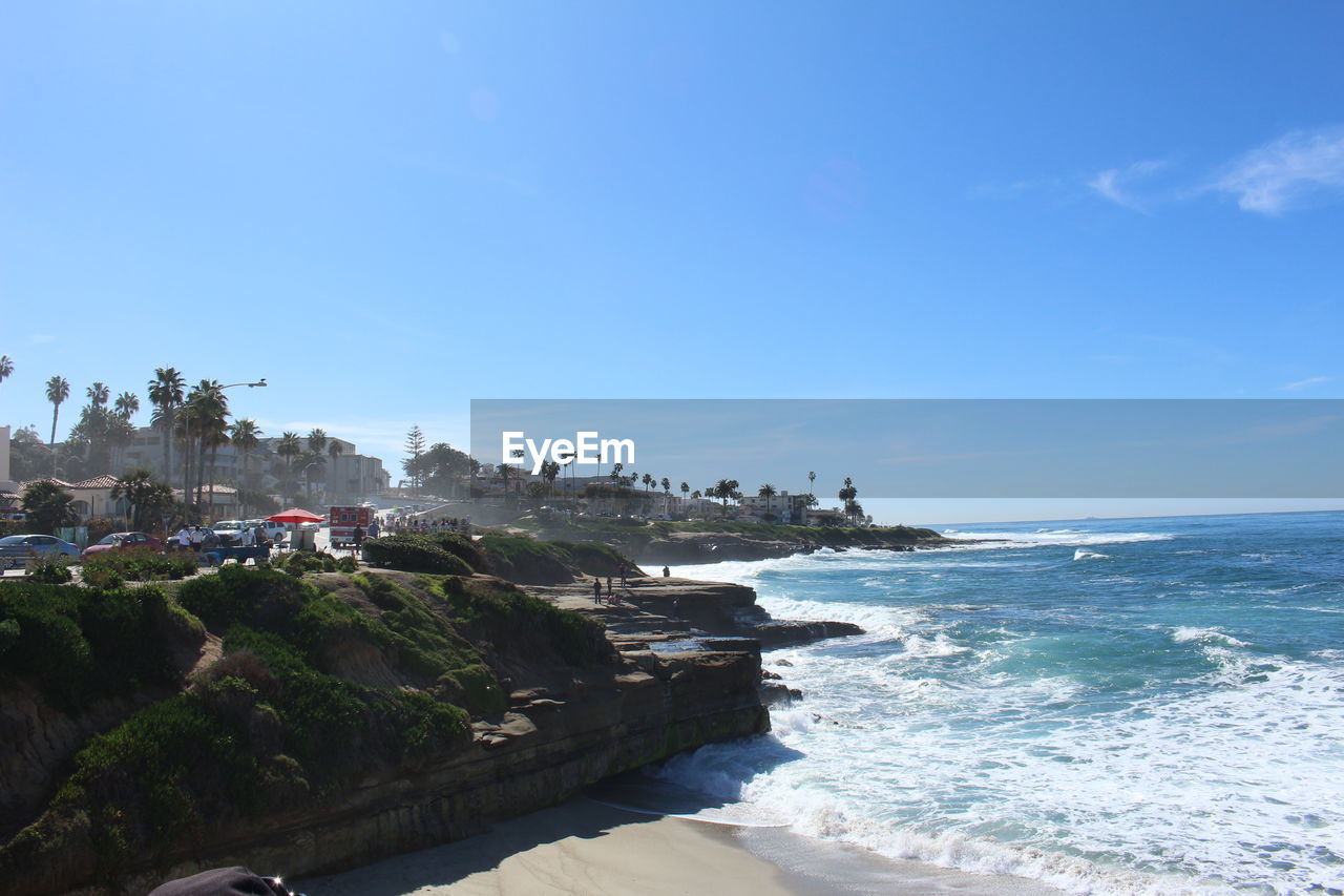 Scenic view of beach against sky
