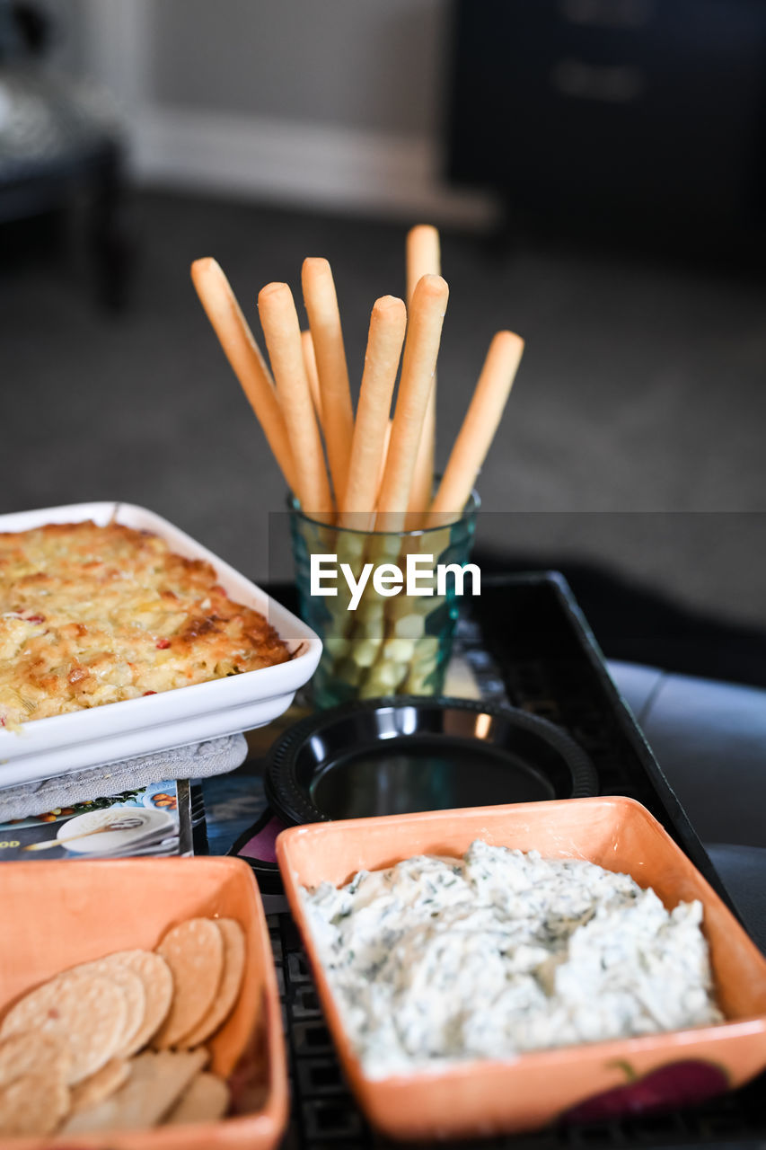 High angle view of food on table