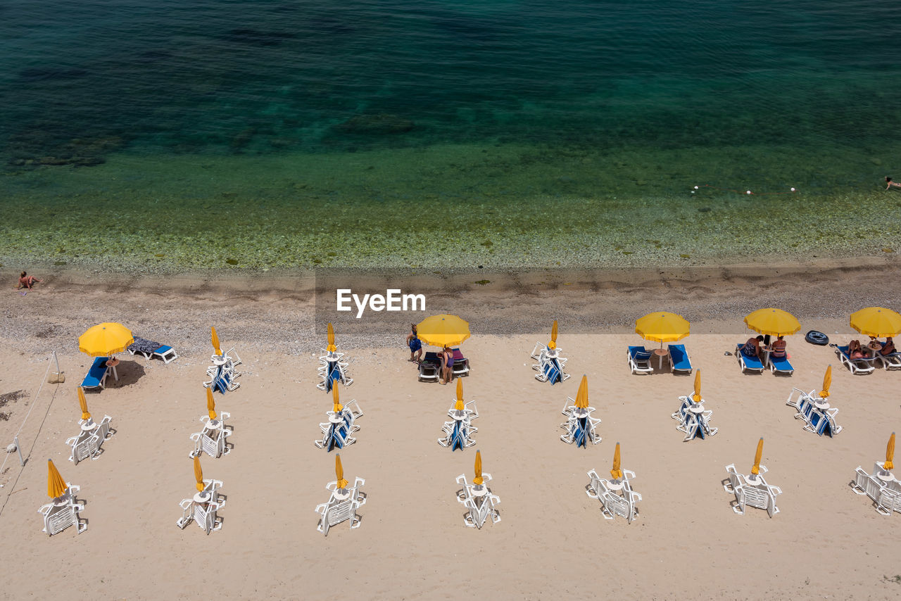 High angle view of people on beach