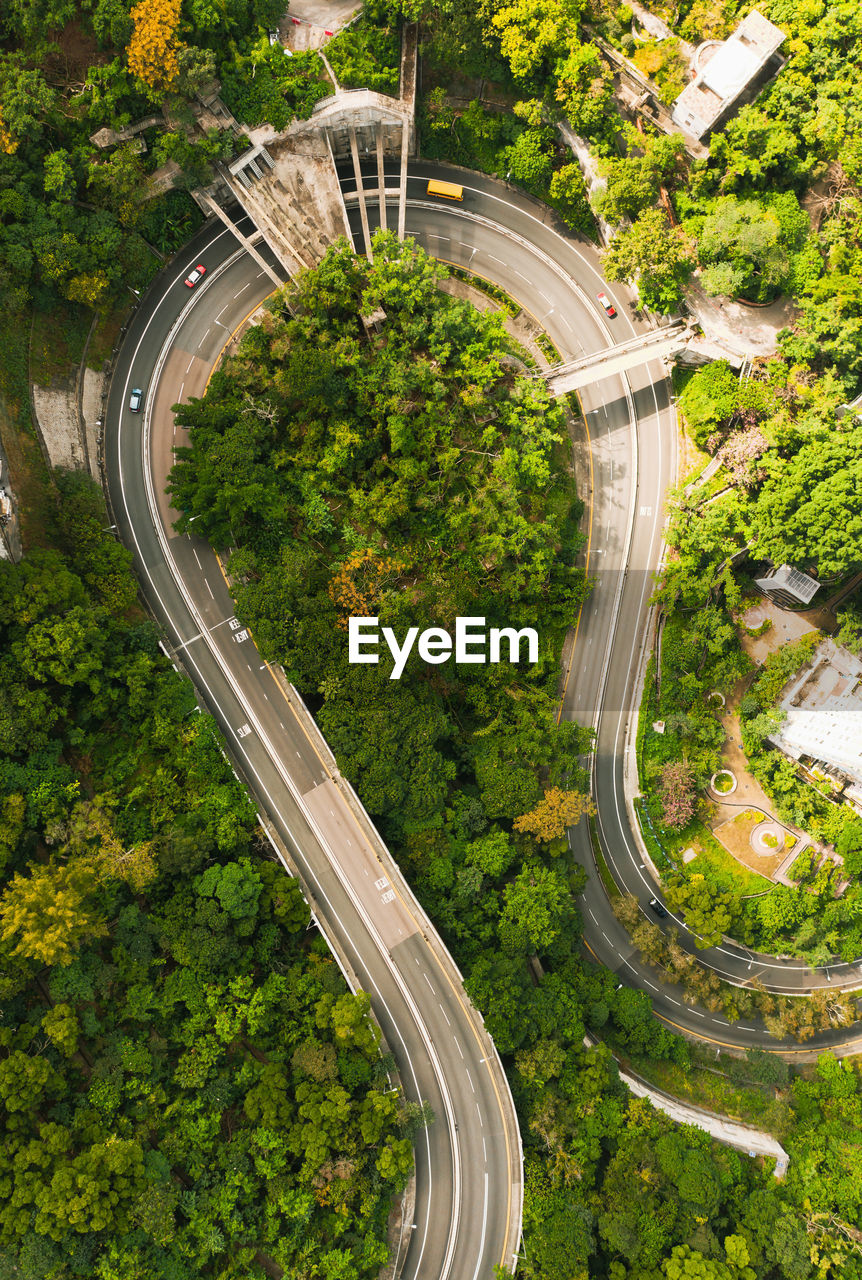 Top view of curve road