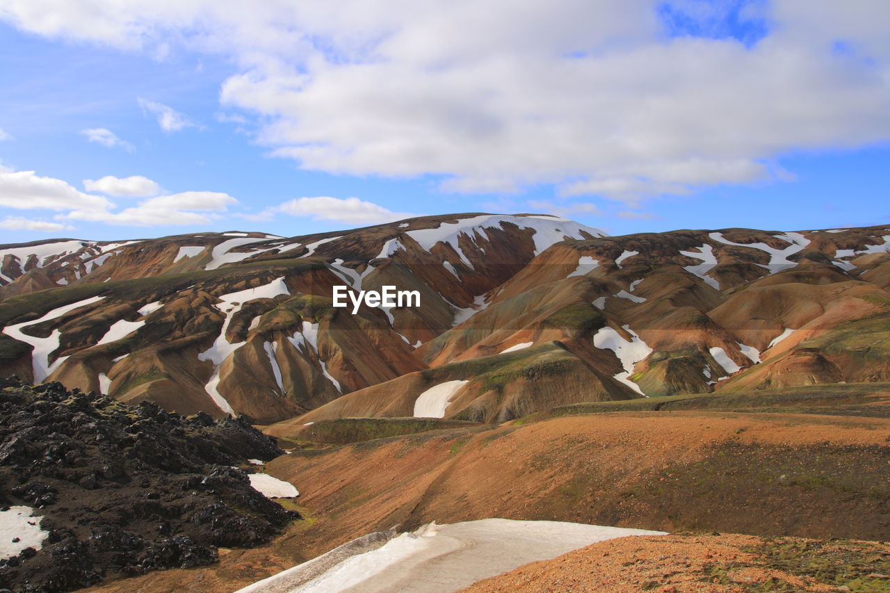 SCENIC VIEW OF LANDSCAPE AND MOUNTAINS AGAINST SKY