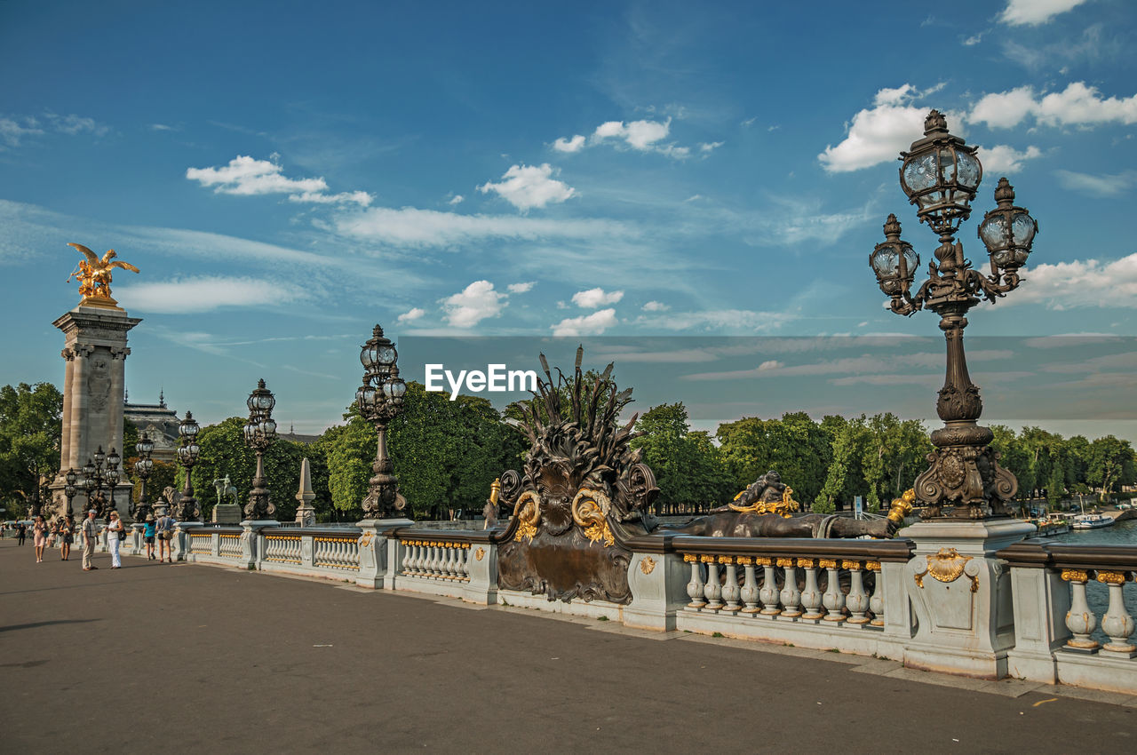 Elegant alexandre iii bridge over the seine river in paris. the famous capital of france.