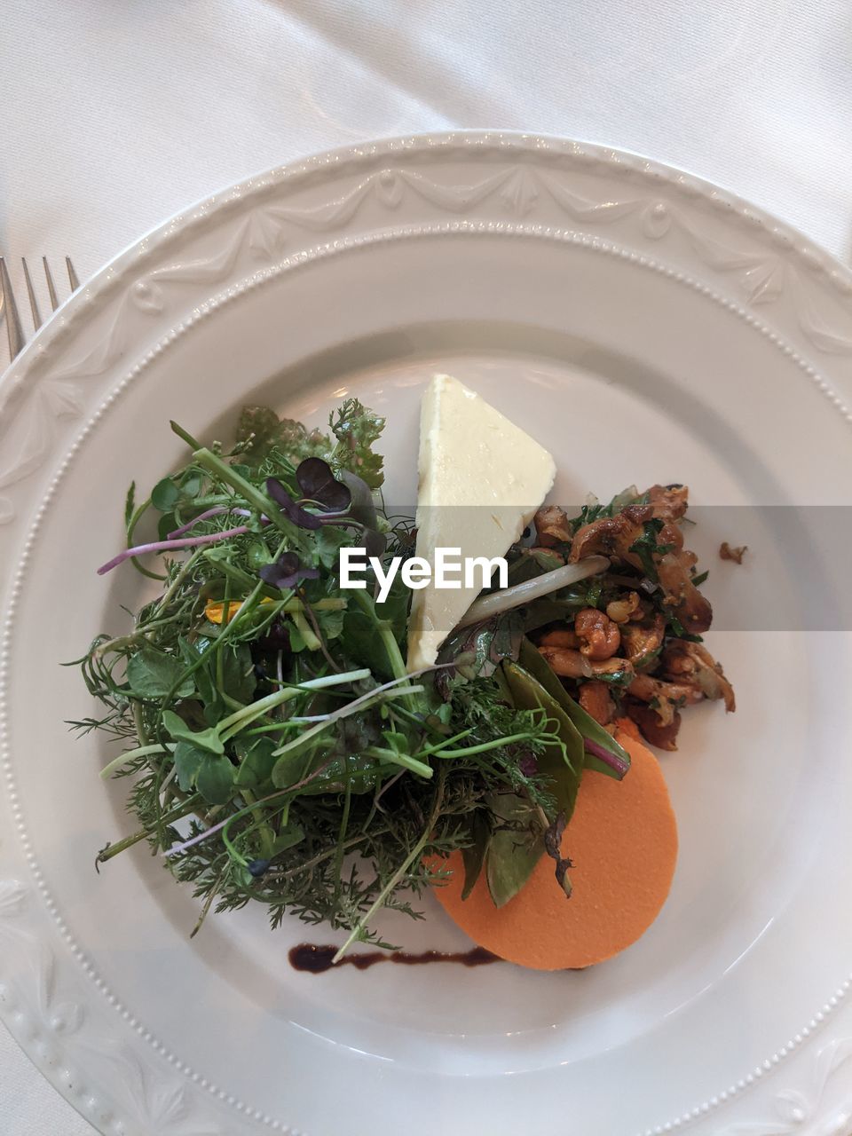 high angle view of food served in plate