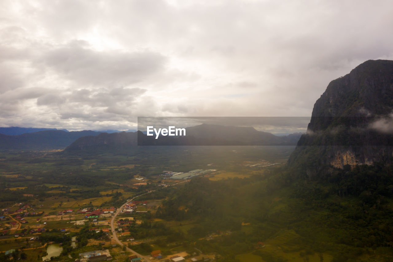 High angle view of landscape against sky